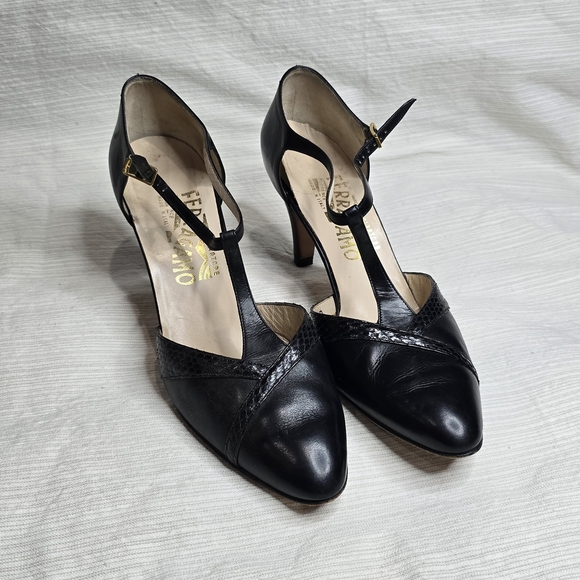 Black T-Strap Heels - Picture 1 of 5